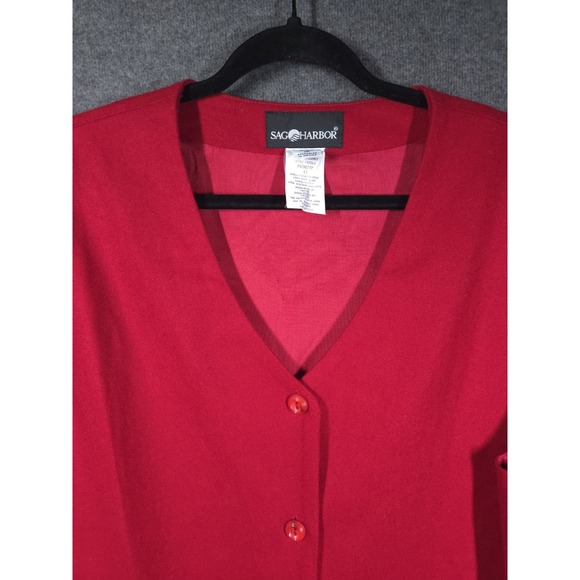 Vtg 90s Sag Harbor Red Wool Jumper Dress Womens Size 12 Sleeveless Retro - Picture 4 of 10